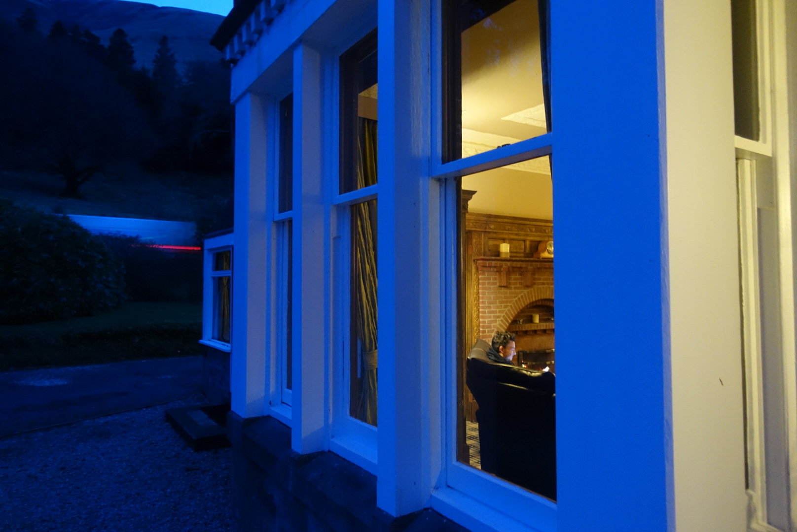 whisky by the fireplace