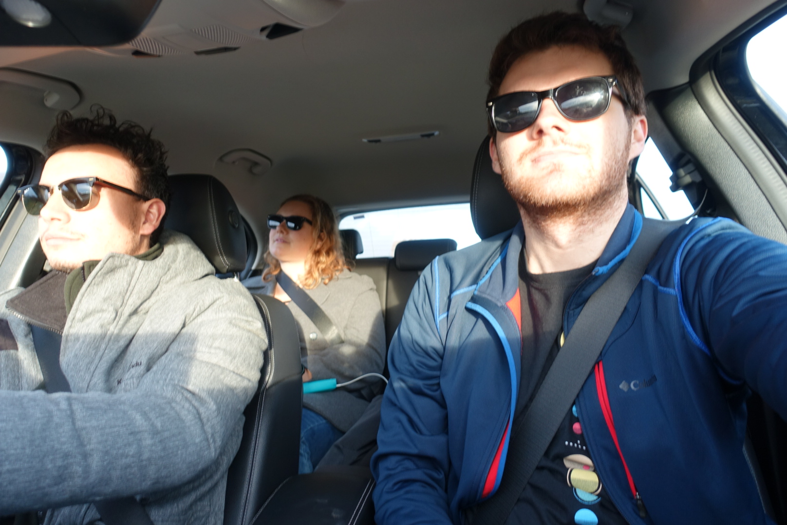 passenger seat. sunnies on. the norm